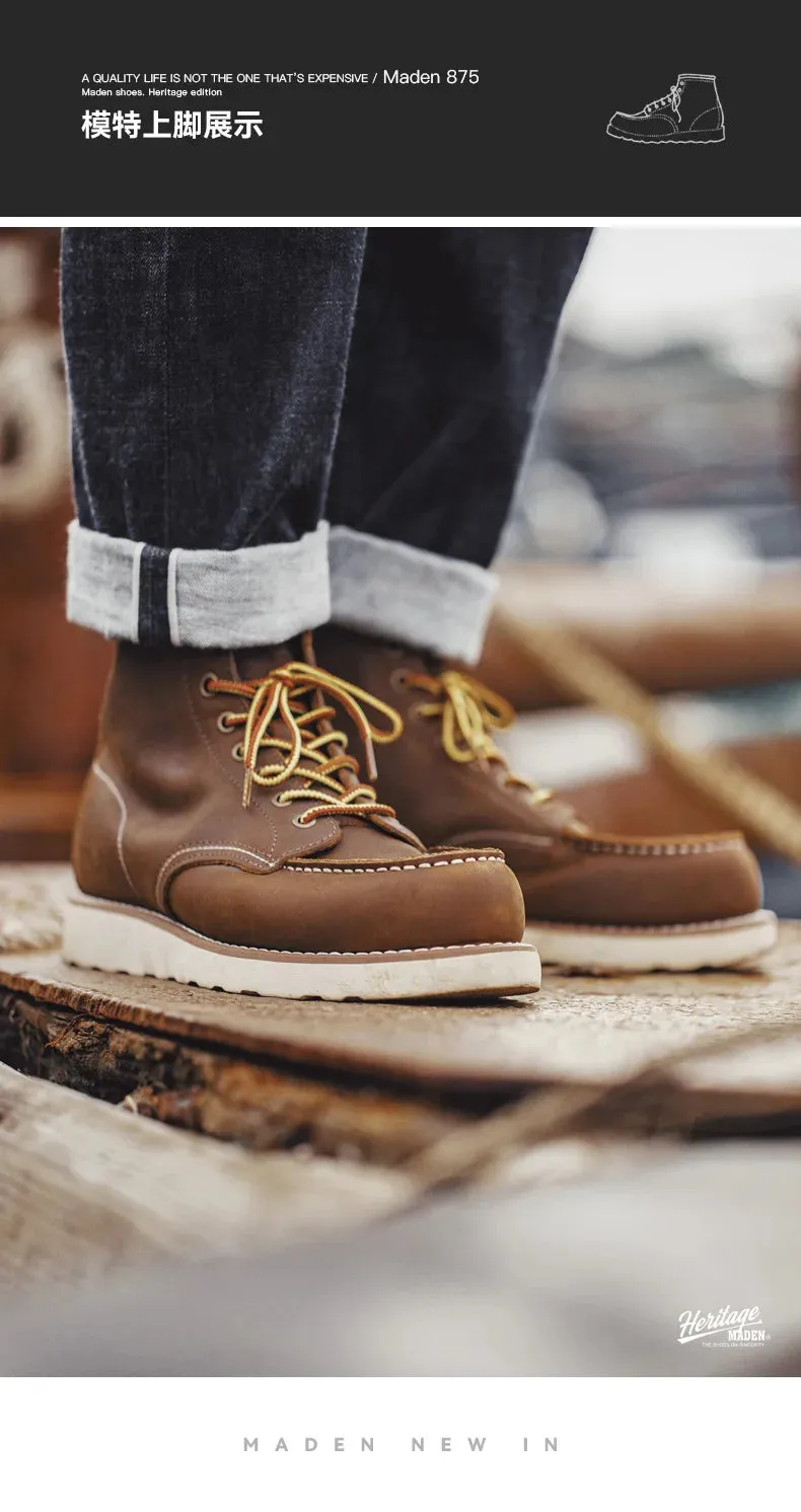 Maden Vintage High-top Ankle Boots Durable Leather