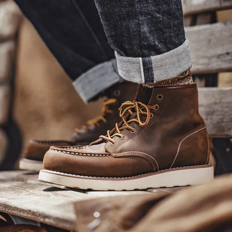 Maden Vintage High-top Ankle Boots Durable Leather